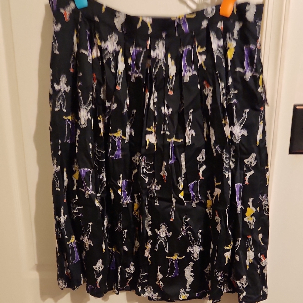 Modcloth Black Skirt with Multicolor Skeleton Print